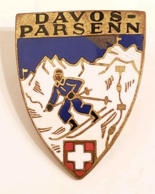 Vintage Davos Parsenn - Switzerland Ski Resort Skiing Souvenir Collector Pin