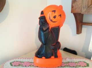 Vintage Blow Mold Halloween Witch,  Pumpkin,  Black Cat 15 Inches