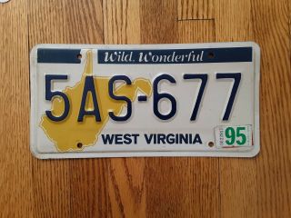 1995 West Virginia Map License Plate 5as - 677 Wild & Wonderful