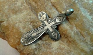 Antique C.  19th Century Solid Silver " 84 " Hand - Carved Ornate Orthodox Cross