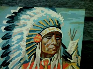 Vintage Native American Painting Paint By Numbers Indian Chief W Headdress