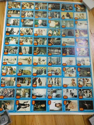 1977 Star Wars Topps Trading Cards Series 1 Poster Proof Complete Sheet 66 Cards