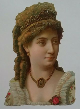 L.  Antique,  Chromo Victorian Scrap.  An Elegant,  Young Victorian Woman.  Ap 14x10cms.