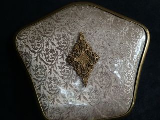 Vintage Padded Handheld Vanity Grooming Mirror Silver gold Pink 4