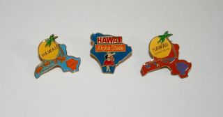 3 Vintage State Of Hawaii Tourist Map Hat Lapel Pin Tie Tac 1980s Nos