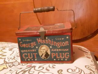 Antique George Washington Cut Plug Lunch Box Style Tobacco Tin Rare