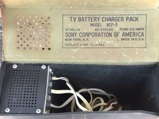 RARE VINTAGE 1961 SONY 8 - 301W TV TELEVISION BCP - 2 LEATHER BATTERY CHARGER PACK 2