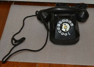 Vintage Automatic Electric Monophone Black Rotary Dial Desk Telephone