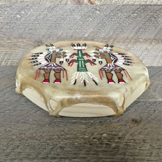 Native American Indian - Navajo Hand Painted Cochiti Drum - Yei Corn Design - Glen Nez 2