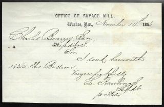 1866 Savage Mill Washoe Nevada Invoice Re; 182.  5 Pounds Of Bullion