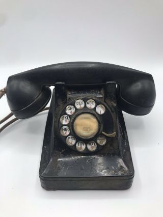 Vintage Bell System Western Electric Black Desk Rotary Phone 1930 - 1940