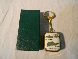 Vintage Music Box Key Chain Us Virgin Islands Souvenir