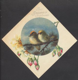 C6414 Victorian Xmas Card: Birds On Branch