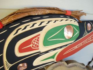 Northwest Coast Native Art Copper Raven plaque carving 3