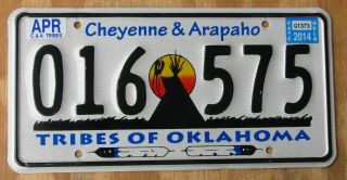 Oklahoma Cheyenne & Arapaho Indian Tribe Specialty License Plate 2014 016 575
