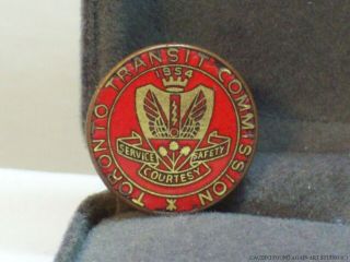 Vintage Toronto Transit Commission Coat Of Arms Tie Tack Logo Red Enamel Pin