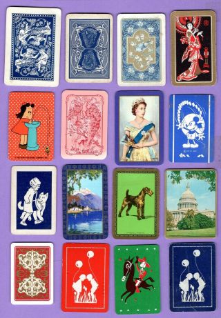 16 Single Swap Playing Cards Miniature Cards 1 Deco Antique Old Vintage