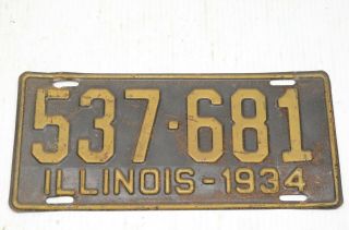 1934 Illinois License Plate Man Cave Garage (537 - 681) Vintage