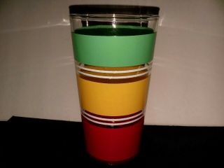 Vintage Fiesta Colors Band Red Green Yellow Stripe Glass Tumbler