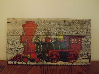 Rare Vintage Lionel Train Gov.  Stanford Steam Locomotive Engine Painting On Wood