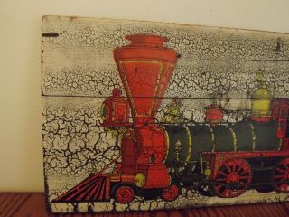 RARE Vintage LIONEL TRAIN Gov.  Stanford Steam Locomotive Engine Painting on Wood 3