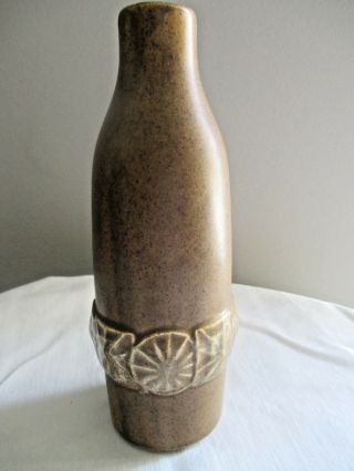 Vintage Mid - Century Modern Vase Pottery Matte W/ Glazed Abstract Motif Usa