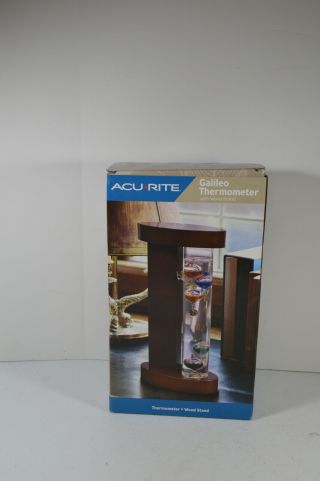 Accu Rite Galileo Thermometer On Wooden Stand -