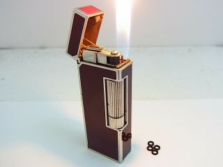 Dunhill Rollagas Lighter D Mark Gas Leaks W/4p O - Rings & Leather Case