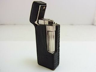 DUNHILL Rollagas Lighter d Mark Silver Gas leaks W/4p O - rings & Leather Case 2
