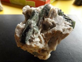 Green Tourmaline Crystals In Clevelandite From : Mt Mica Paris,  Maine.