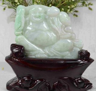 Certified Natural Green（grade A）jade Jadeite Maitreya Statue 61342h5n