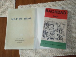 2 Diff C1960 Map Of Iraq & Baghdad Pub.  By Victory Bookshop,  Resorts & Tourism