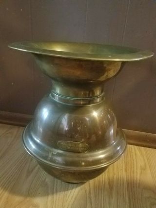 Vintage Antique Copper & Brass Spittoon From Goldfield Hotel In Nevada - Large