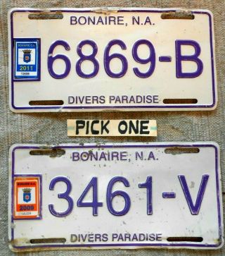 Bonaire License Plate Tag - 2009 Or 2011 - Pick One Harder Year - Low