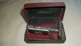 Vintage Gillette Razor W/3 Blades And Case
