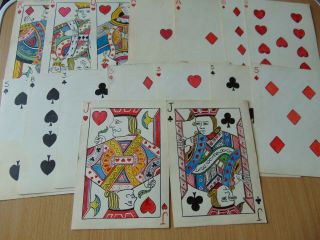 Old Magic Trick With Large Hand Drawn Coloured Handmade Playing Cards