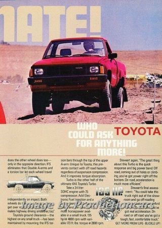 1985 Toyota Truck Ultimate 2 - Page Advertisement Print Art Car Ad J750