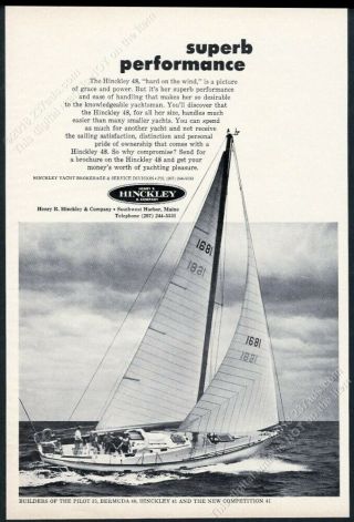 1968 Hinckley 48 Yacht Sailboat Photo Vintage Print Ad