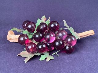 Vintage Lucite Acrylic Grape Cluster Purple Red Mid Century Retro Table Decor