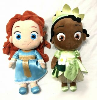 Disney Store Merida Tiana Toddler Brave Princess Stuffed Plush Doll Set Rare