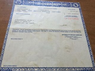 1966 Ford Truck Title Historical Document Wisconsin