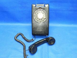 Vintage 1962 Black Western Electric Wall Mount Rotary Dial Telephone Phone