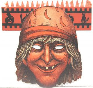 Halloween Beistle Die Cut Cardboard Mask W/ Honeycomb Top Pirate –1930s