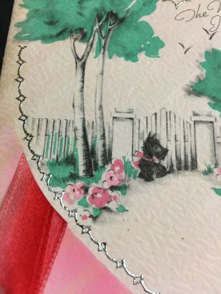 Husband Valentine Vintage Scottie Dog Pink Greeting Card Ribbon