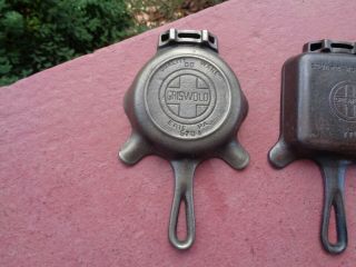 Three DIFFERENT Antique Griswold Cast Iron Ashtrays One with LABEL 2