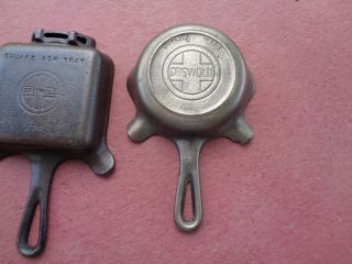 Three DIFFERENT Antique Griswold Cast Iron Ashtrays One with LABEL 4