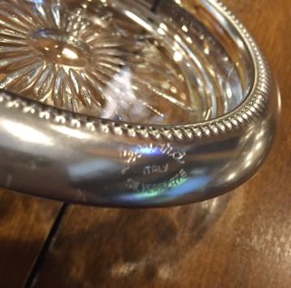 Vintage Leonard glass / silver plate ashtrays / coasters / candle holder - 4 2