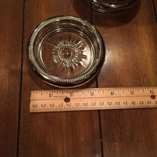 Vintage Leonard glass / silver plate ashtrays / coasters / candle holder - 4 3