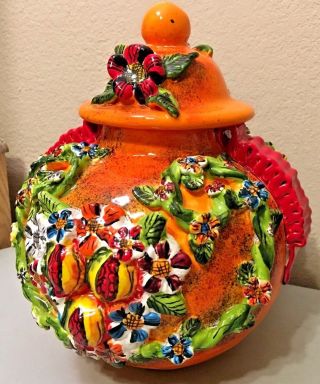 Mexican Talavera Vase Ginger Jar Lid Pot Pottery Gerardo Garcia Tibor Folk Art 5