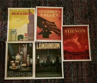 Firefly / Serenity Travel Posters 22 " X 17 " - Set Of 5